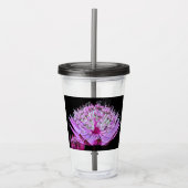 ピンクアストラアンティアフラワーオンブラックフローラ アクリルタンブラー (正面)