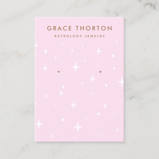 ピンクアストロロジスタースイヤリングジュエリーディスプレイカード 名刺 (正面)