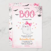 ピンクアスモールブーブベビーシャワー招待状 招待状 (正面/裏面)