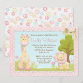 ピンクアズベビーシャワー招待状 招待状 (正面/裏面)