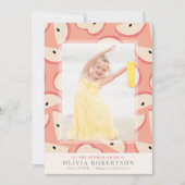 ピンクアップルガール写真卒業発表 招待状 (正面)