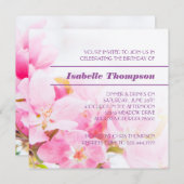 ピンクアップルフラワーズ誕生日パーティーの招待状 招待状 (正面/裏面)