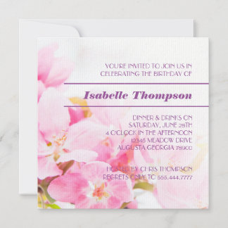 ピンクアップルフラワーズ誕生日パーティーの招待状 招待状