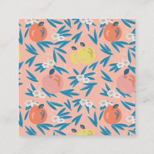 ピンクアップルフローラルパターン先生Sq名刺 スクエア名刺 (裏面)