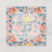 ピンクアップルフローラルパターン先生Sq名刺 スクエア名刺 (正面)