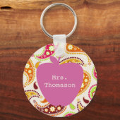 ピンクアップルペイズリー先生 キーホルダー (正面)