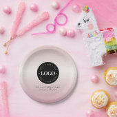 ピンクアドカスタム会社ロゴ文字パーティー ペーパープレート (パーティー)