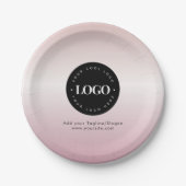 ピンクアドカスタム会社ロゴ文字パーティー ペーパープレート (正面)
