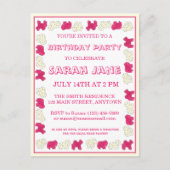 ピンクアニマルクラッカークッキーサーカスバースデーパーティー インビテーションポストカード (正面)