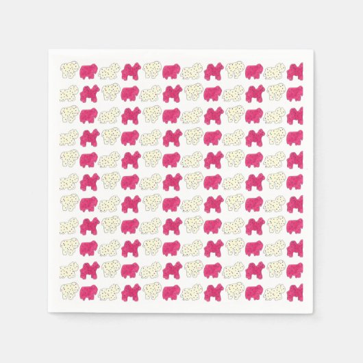 ピンクアニマルクラッカークッキーサーカスバースデーパーティー スタンダードカクテルナプキン (正面)