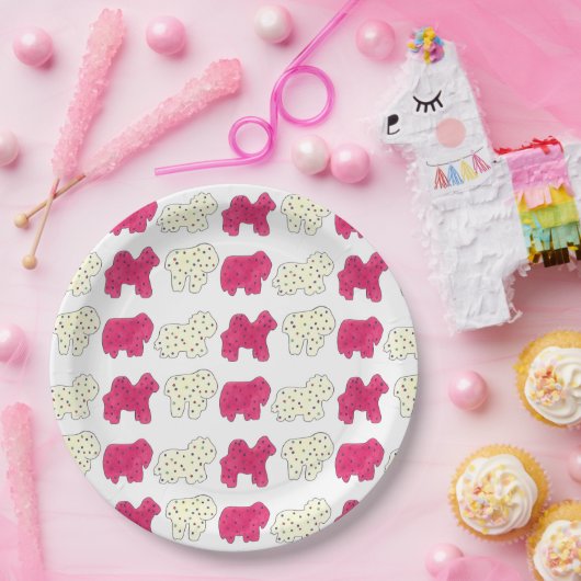 ピンクアニマルクラッカークッキーサーカスバースデーパーティー ペーパープレート (パーティー)