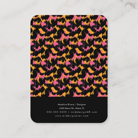 ピンクアニマルプリント手作りイヤリングディスプレイカード コーリングカード (裏面)