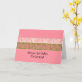 ピンクアニマルプリント誕生日カード カード (黄色い花)