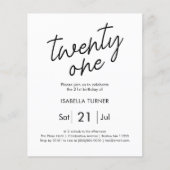 ピンクアニマルプリント21歳招待状 (正面)