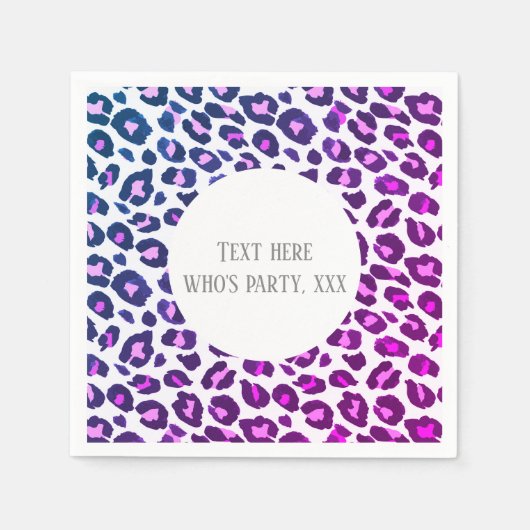 ピンクアニマルプリント，ヒョウ，チーズ スタンダードカクテルナプキン (正面)