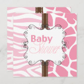 ピンクアニマルプリント 招待状 (正面/裏面)