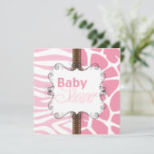 ピンクアニマルプリント 招待状 (スタンド正面)