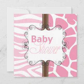 ピンクアニマルプリント 招待状