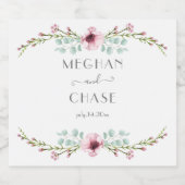 ピンクアネモネ花庭園の結婚式 スパークリングワインラベル (シングルラベル)