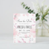 ピンクアネモンフローラ結婚式の日付を保存 インビテーションポストカード (スタンド正面)