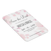 ピンクアネモンフローラ結婚式の日付を保存 マグネット (右側)