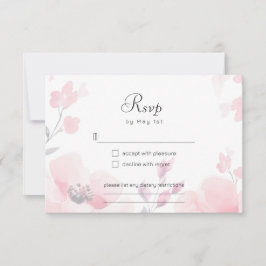 ピンクアネモンフローラ結婚式RSVPカード 出欠カード