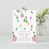 ピンクアパートスノーボードスノーボード誕生日 招待状 (スタンド正面)