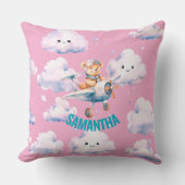 ピンクアビエータテディベア装飾用クッション クッション (正面)