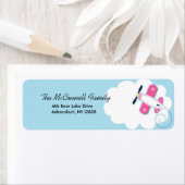 ピンクアビエーター飛行機プリント可能住所 シール (インサイチュ)