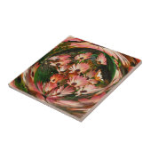 ピンクアフリカデイジーフローラ抽象芸術アート タイル (側面)