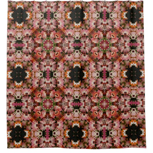 ピンクアフリカデイジー抽象芸術フローラ シャワーカーテン (正面)