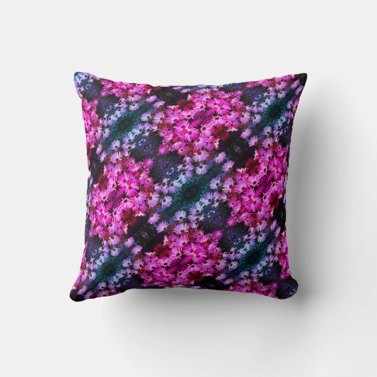 ピンクアフリカデイジー花抽象芸術アート クッション (裏面)