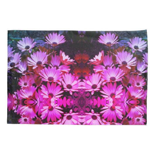 ピンクアフリカデイジー花抽象芸術アート 枕カバー (裏面)