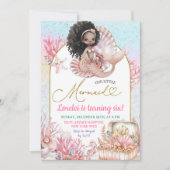 ピンクアフリカンシーマーメイド誕生日ガール招待状 招待状 (正面)