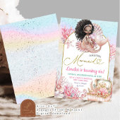 ピンクアフリカンシーマーメイド誕生日ガール招待状 招待状