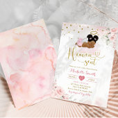 ピンクアフロアフリカベビー天国が赤ちゃんシャワーを送信 招待状