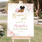 ピンクアフロエンジェルベビー天国がウェルカムサインを送信 ポスター