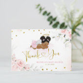 ピンクアフロエンジェルベビー天国ベビーシャワー送信 サンキューカード (スタンド正面)