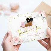 ピンクアフロエンジェルベビー天国ベビーシャワー送信 サンキューカード