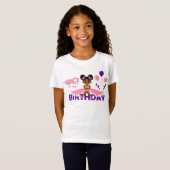 ピンクアフロパフ誕生日ガールシャツ Tシャツ (正面フル)