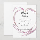 ピンクアブストラクトハートウェディング セーブザデート (正面/裏面)