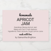 ピンクアプリコットジャムキッチンパントリーメイソンジャームキャニング フードラベル (シングルラベル)