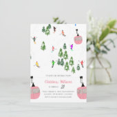 ピンクアペレススキースキー誕生日 招待状 (スタンド正面)