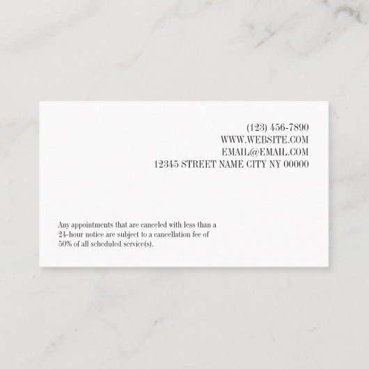 ピンクアポイントメントの通知カード次回の訪問 名刺 (裏面)