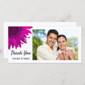 ピンクアポップ・アートのートひまわりサンフラワーありがとうフォトカード サンキューカード (正面/裏面)