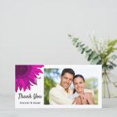 ピンクアポップ・アートのートひまわりサンフラワーありがとうフォトカード サンキューカード (スタンド正面)