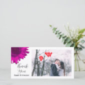 ピンクアポップ・アートのートひまわりサンフラワーありがとうフォトカード サンキューカード (スタンド正面)