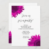 ピンクアポップ・アートのートサンフラワーパーティの招待状 招待状 (正面/裏面)