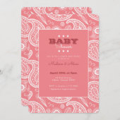 ピンクアメリカンバンダナベビーシャワー招待状 招待状 (正面/裏面)