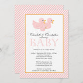 ピンクアモダンヒル夫婦のベビーシャワー 招待状 (正面/裏面)